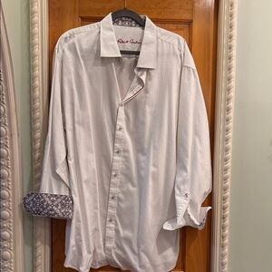 Robert Graham White Men's Dress Shirt with Contrast Cuff Detail